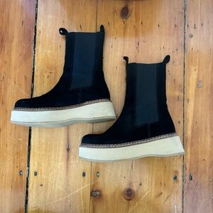 Paloma Barcelo Platform Suede Boots Black Size 37 (fits a size 8 US)